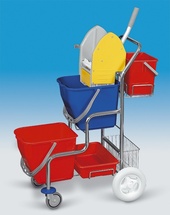 Úklidový vozík KAMZÍK s košíkem a kbelíkem