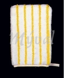 Rukavice mikrovláknová bílá se žlutými kartáčovými proužky