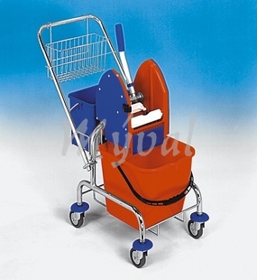 Úklidový vozík CLAROL 1x17 PLUS košík na vodítko, držák s 6 l kbelíkem