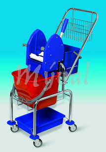 Úklidový vozík CLAROL Van 1x17 l s kbelíkem 5 l, držákem a košíkem na vodítko